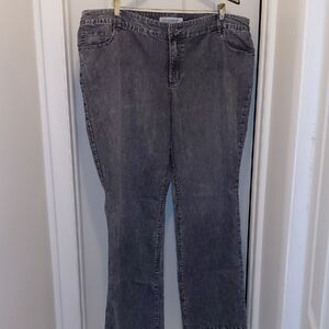 EUC Chico's Platinum Denim Black Jeans, Chico Size 4.5, 4+ Pockets, Button + Zip